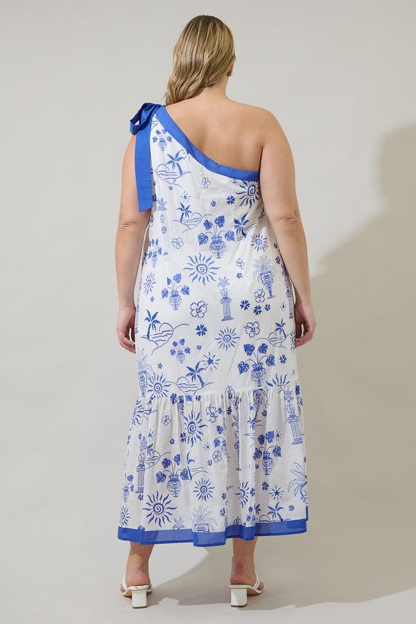 Sugarlips Alvina Tropics Nicol One Shoulder Maxi Dress Curve
