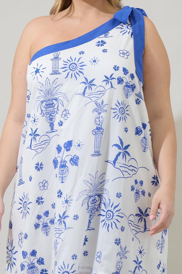 Sugarlips Alvina Tropics Nicol One Shoulder Maxi Dress Curve