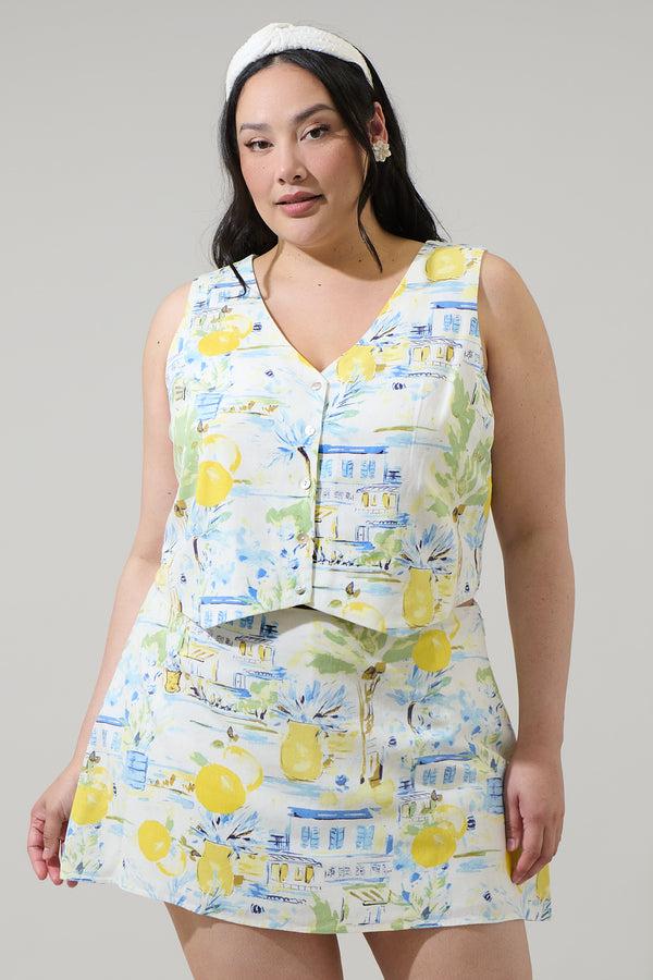sugarlips Amalfi Coast Kayri Button Up Cropped Vest Curve