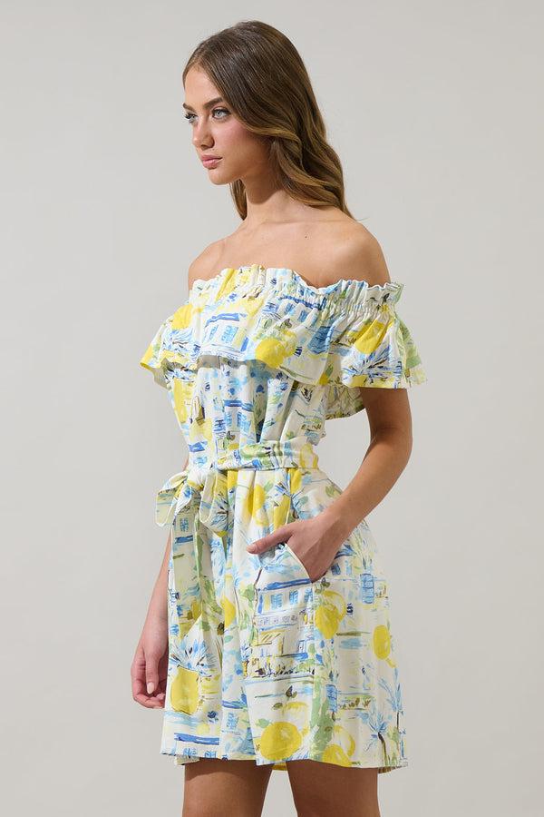 Sugarlips Amalfi Coast Off The Shoulder Ruffle Mini Dress