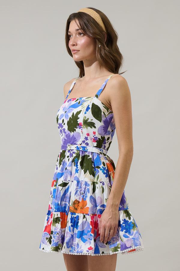 Sugarlips Amania Floral Nayra Tiered Poplin Mini Dress