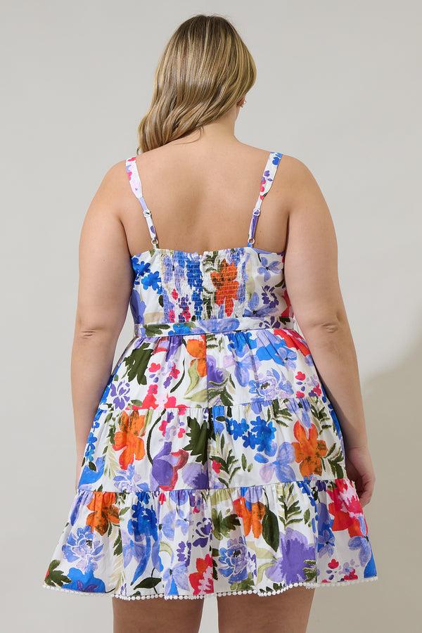 Sugarlips Amania Floral Nayra Tiered Poplin Mini Dress Curve
