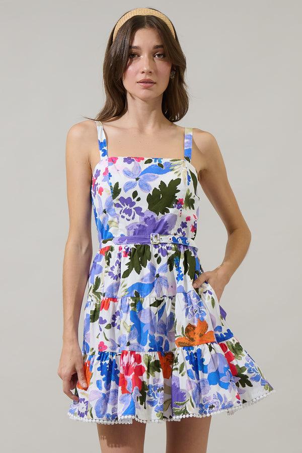 sugarlips Amania Floral Nayra Tiered Poplin Mini Dress