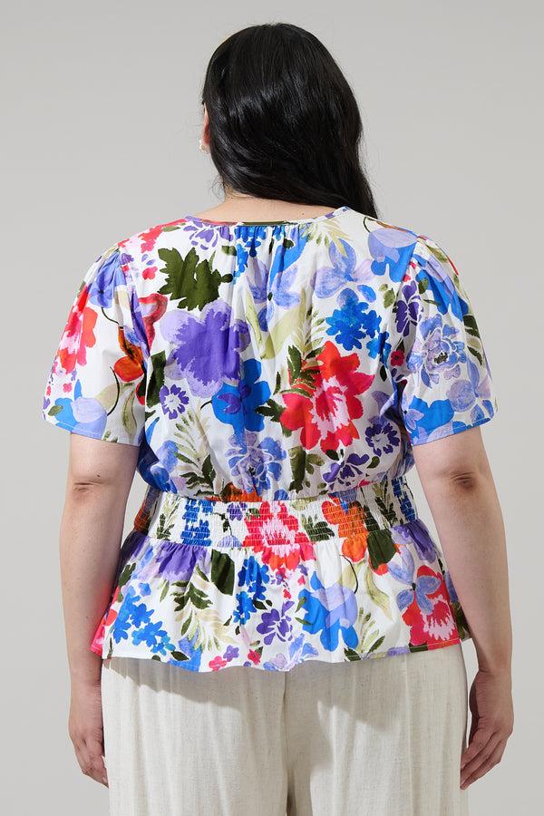 Sugarlips Amania Floral Sarina Smocked Peplum Top Curve