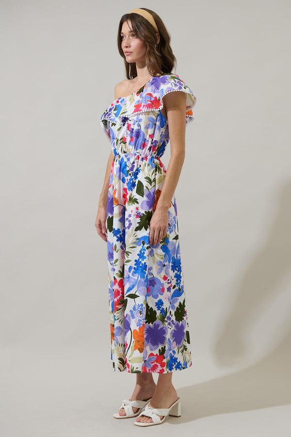 Sugarlips Amania Floral Suraya One Shoulder Midi Dress
