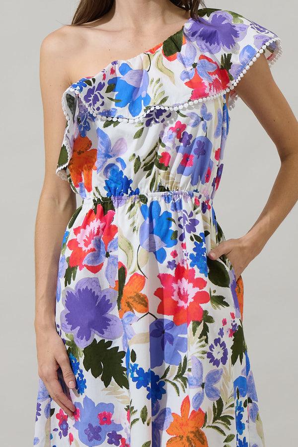 Sugarlips Amania Floral Suraya One Shoulder Midi Dress