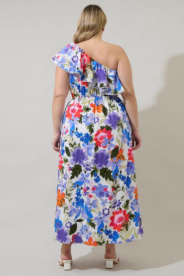 Sugarlips Amania Floral Suraya One Shoulder Midi Dress Curve