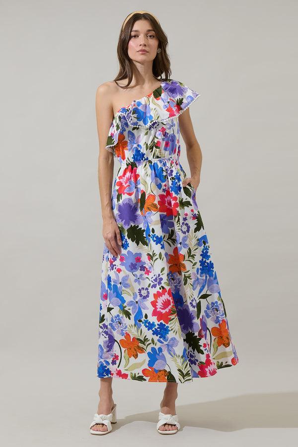 sugarlips Amania Floral Suraya One Shoulder Midi Dress