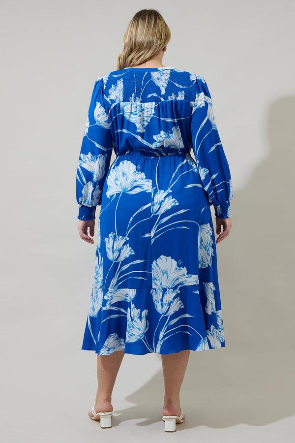 Sugarlips Amanlia Floral Keila Smocked Midi Dress Curve