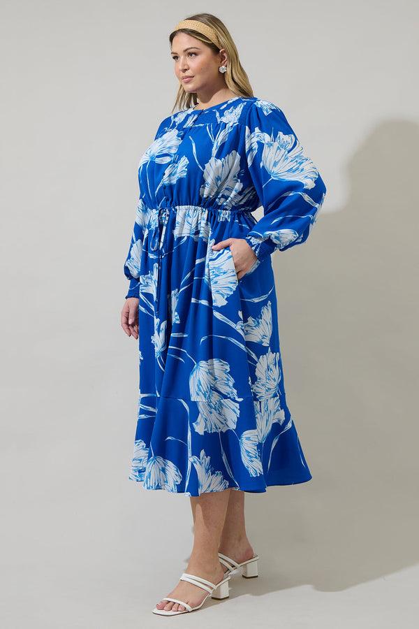 Sugarlips Amanlia Floral Keila Smocked Midi Dress Curve