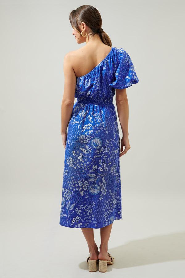 Sugarlips Amaya Mixed Print Bridgette One Shoulder Midi Dress