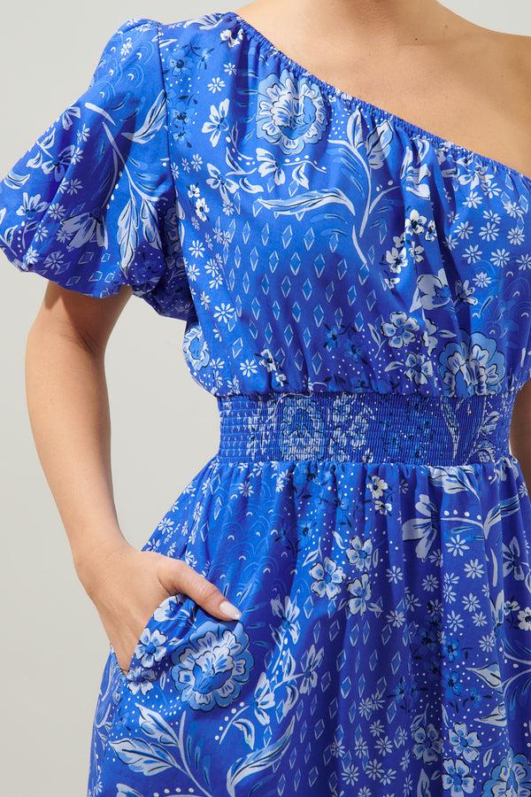 Sugarlips Amaya Mixed Print Bridgette One Shoulder Midi Dress