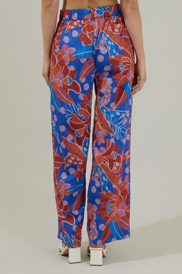 Sugarlips Amazonia Blue Floral Mulvane Wide Leg Pants