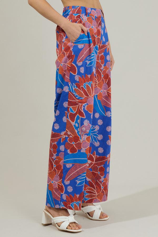 Sugarlips Amazonia Blue Floral Mulvane Wide Leg Pants