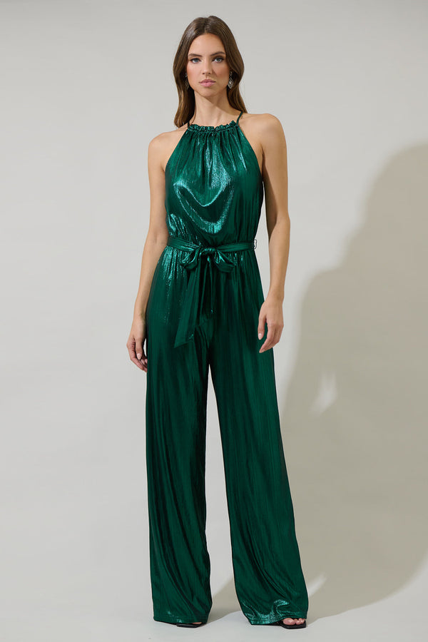 sugarlips Amberly Metallic Lighthearted Trapeze Jumpsuit