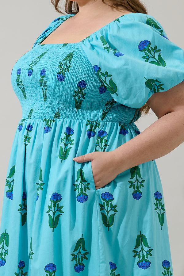 Sugarlips Amena Floral Maray Smocked Midi Dress Curve