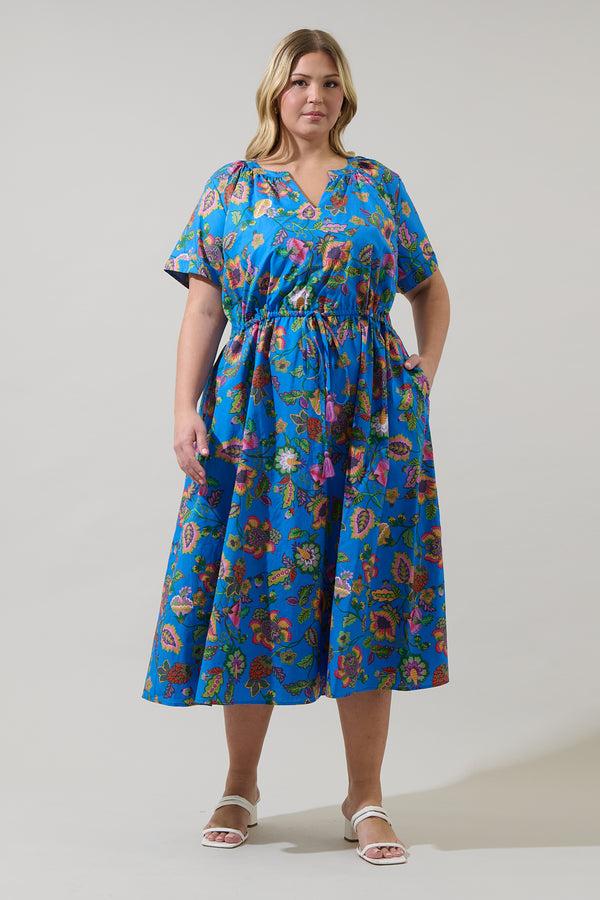 sugarlips Anabelle Floral Fatima Ruffle Midi Dress Curve