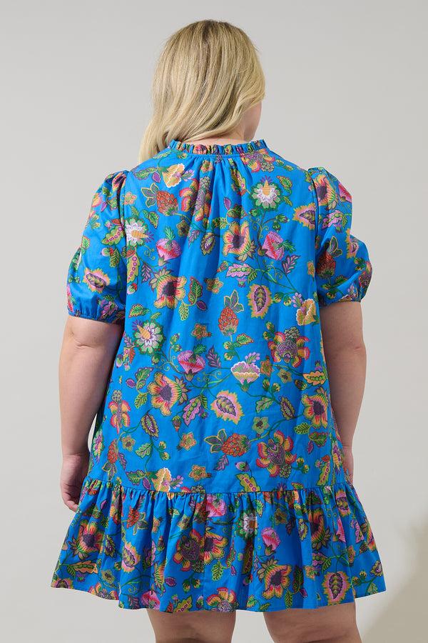 Sugarlips Anabelle Floral Rully Shift Mini Dress Curve