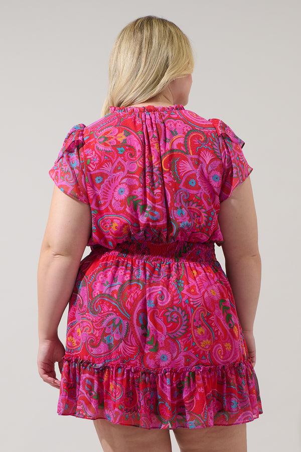 Sugarlips Anais Floral Bumble Ruffle Mini Dress Curve