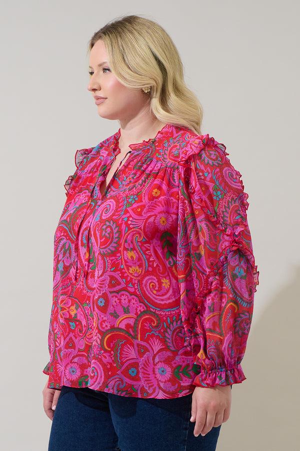 Sugarlips Anais Floral Raj Ruffle Balloon Sleeve Curve