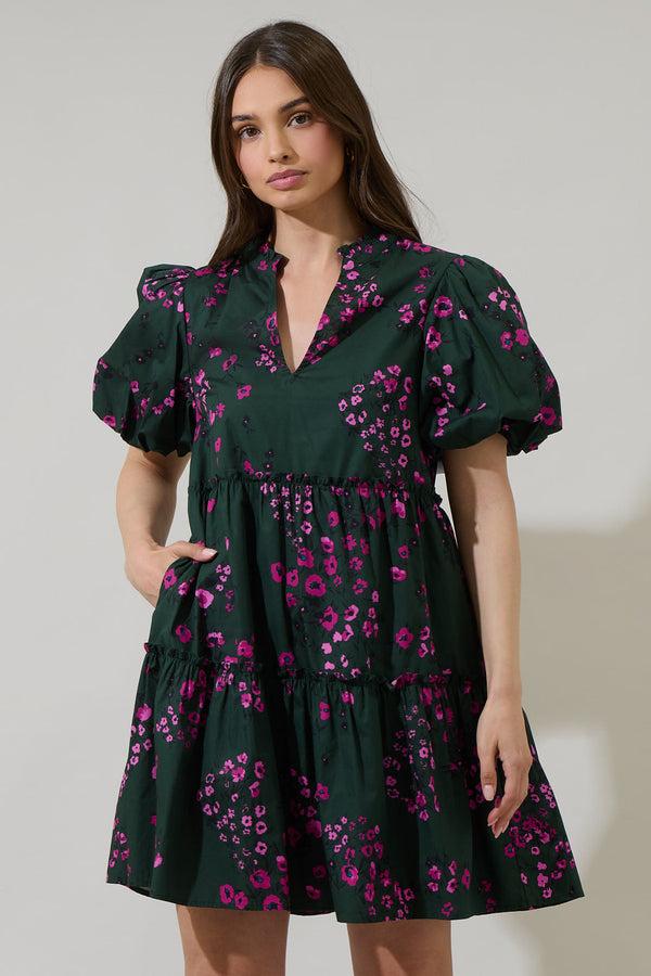 Sugarlips Anissa Floral Jeanne Bubble Sleeve Babydoll Dress