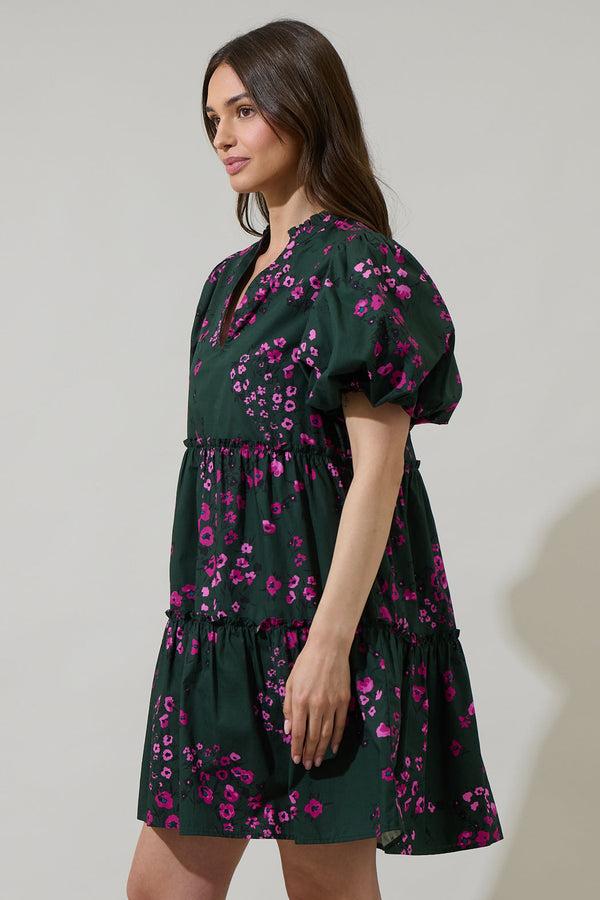 Sugarlips Anissa Floral Jeanne Bubble Sleeve Babydoll Dress