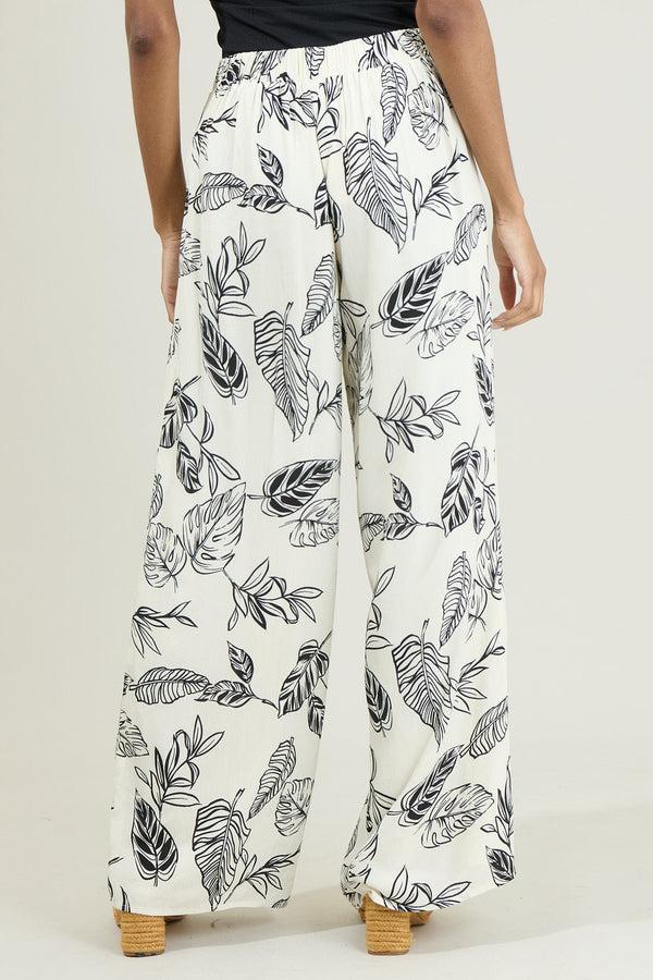 Sugarlips Another Day In Paradise Tropical Print Wide Leg Pants