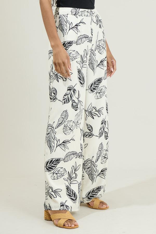 Sugarlips Another Day In Paradise Tropical Print Wide Leg Pants