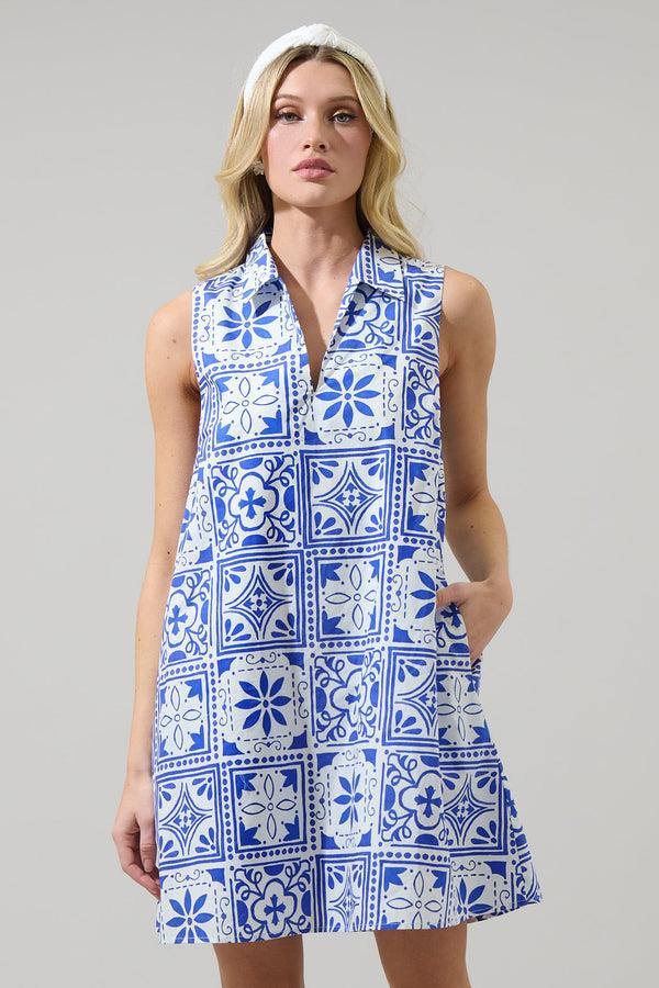 sugarlips Arbor Tile Lexya Collared Shift Mini Dress