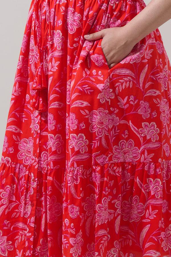 Sugarlips Aria Floral Beth Button Down Midi Dress Curve