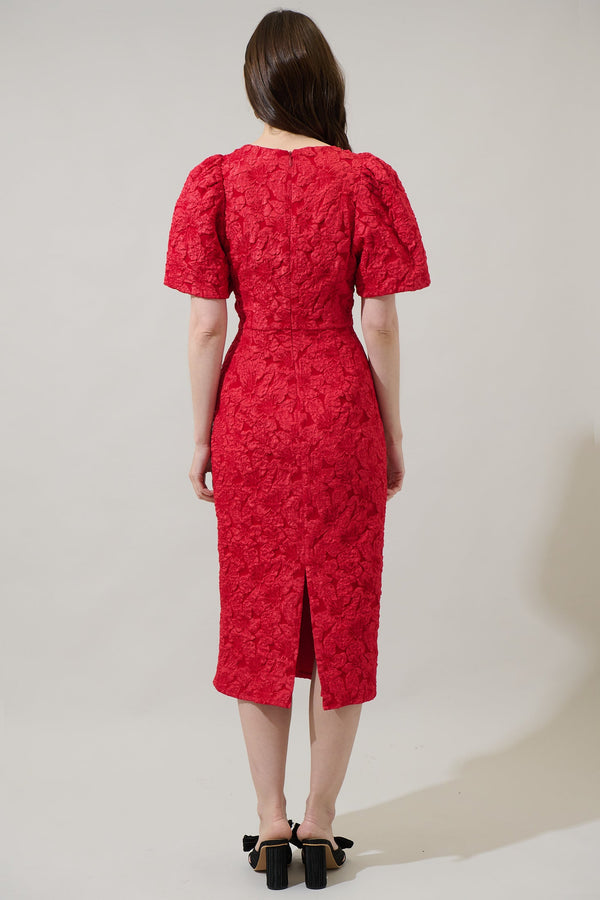 Sugarlips Arielle Jacquard Tania Short Sleeve Midi Dress