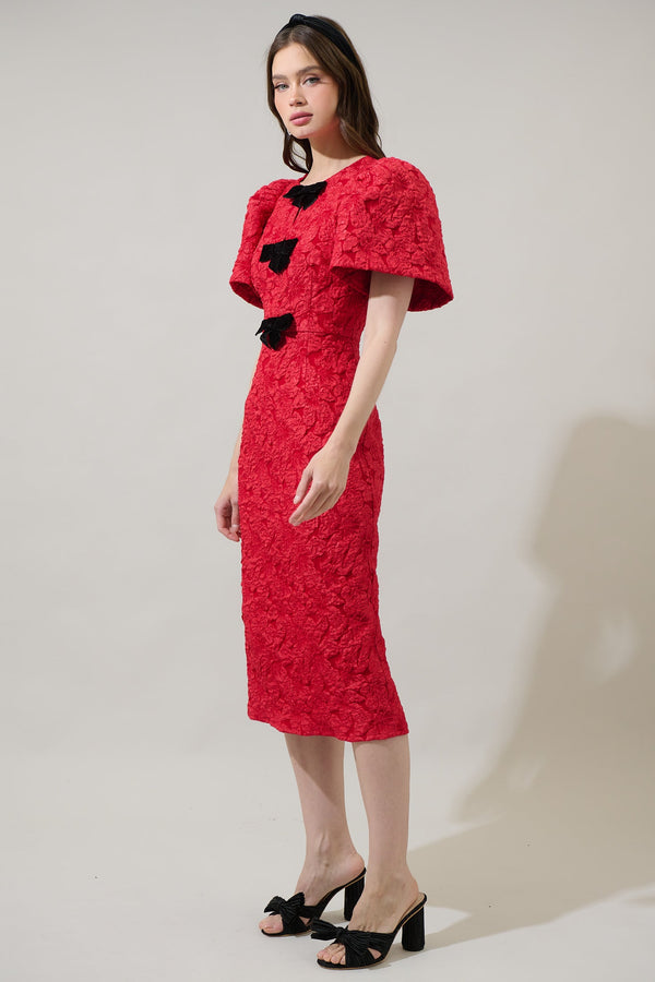 Sugarlips Arielle Jacquard Tania Short Sleeve Midi Dress