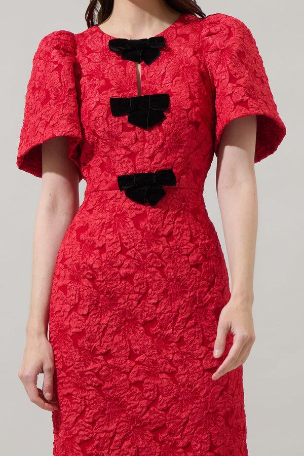 Sugarlips Arielle Jacquard Tania Short Sleeve Midi Dress