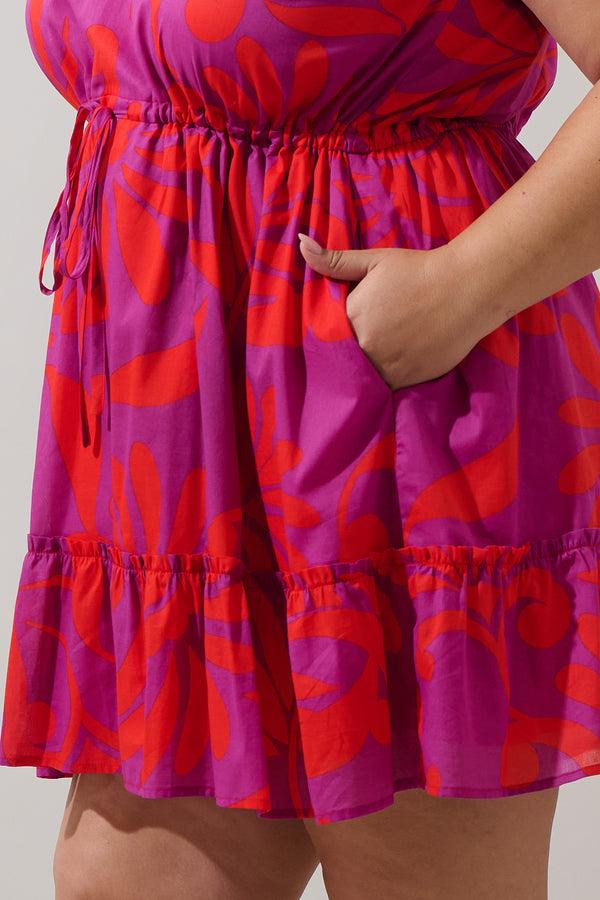 Sugarlips Arona Floral Baden Ruffle Mini Dress Curve