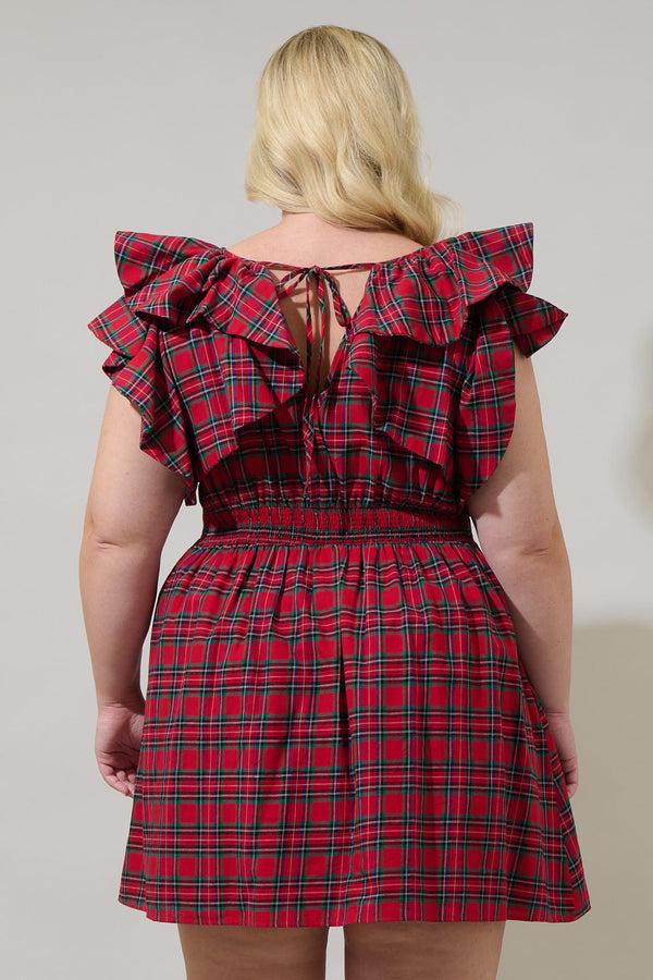 Sugarlips Arvada Plaid Wilma Ruffle Mini Dress Curve