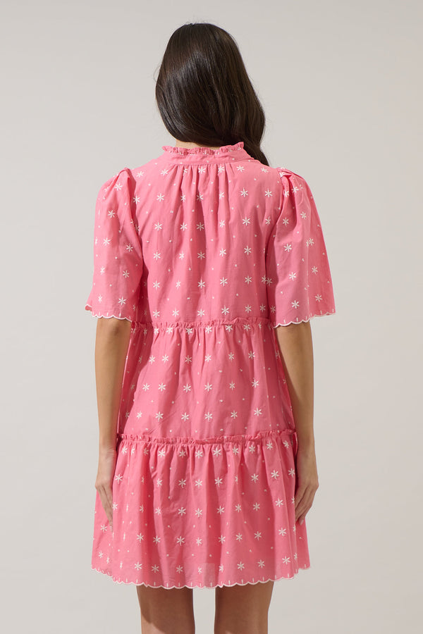 Sugarlips Asbury Embroidered Dixie Split Neck Shift Dress