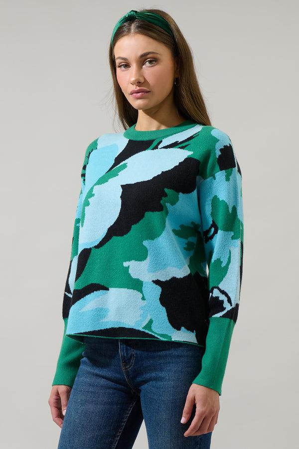 Sugarlips Asha Fresh Pick Floral Puff Sleeve Sweater