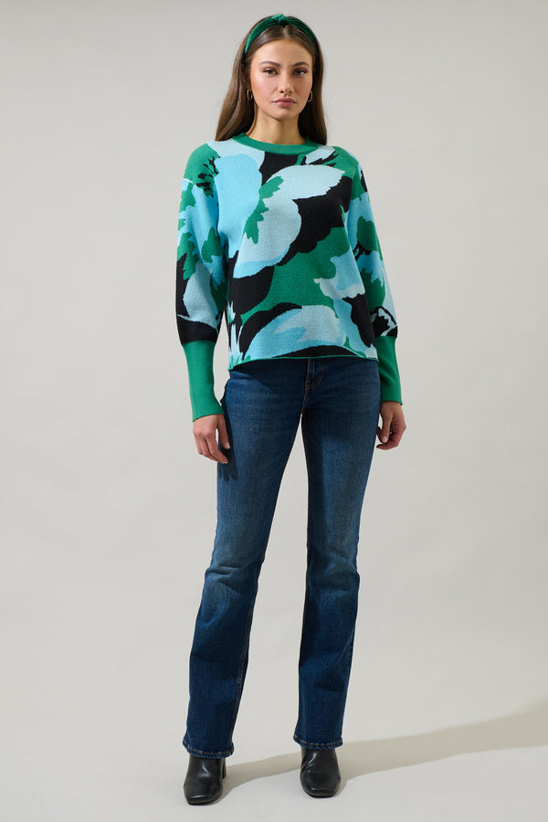 Sugarlips Asha Fresh Pick Floral Puff Sleeve Sweater