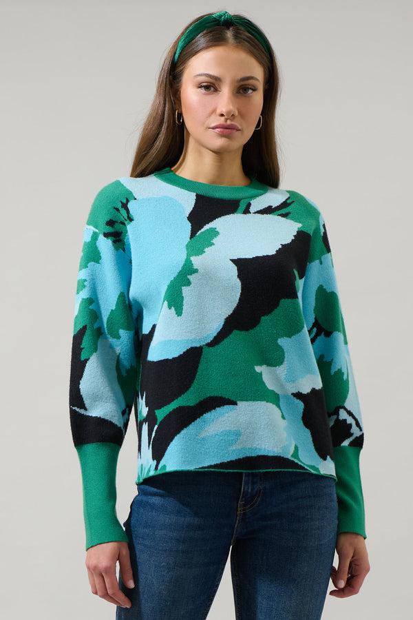 sugarlips Asha Fresh Pick Floral Puff Sleeve Sweater