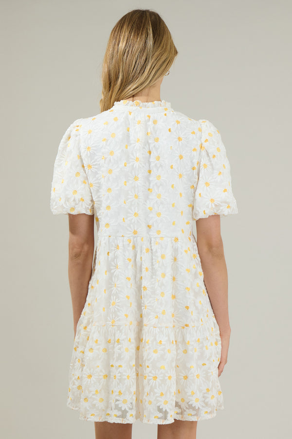 Sugarlips Aster Sunflower Floral Jacey Babydoll Eyelet Mini Dress