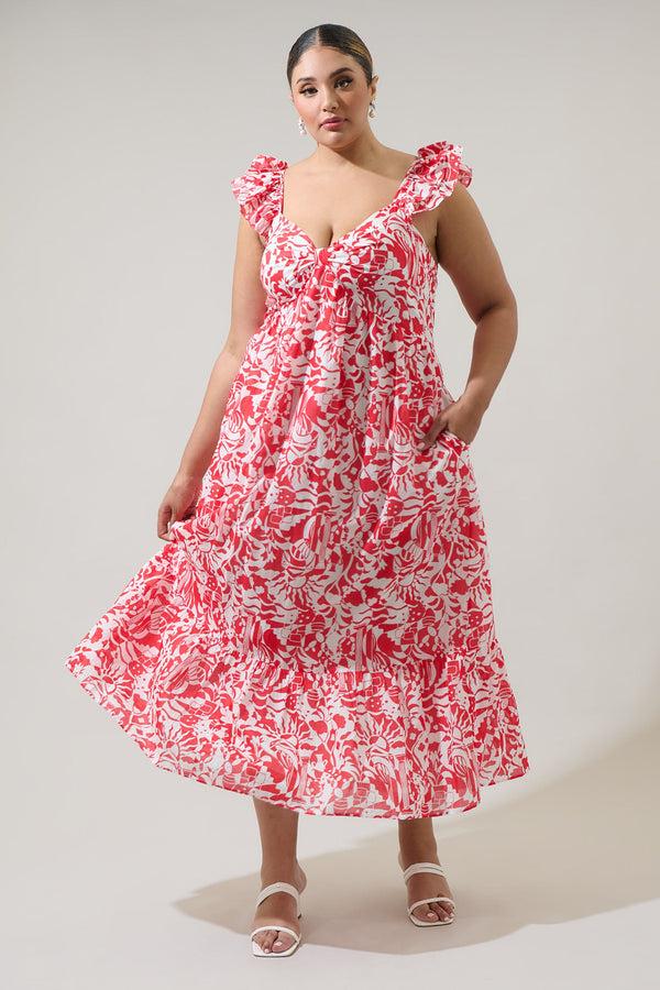 sugarlips Aster Yare Smocked Cotton Voile Maxi Dress Curve