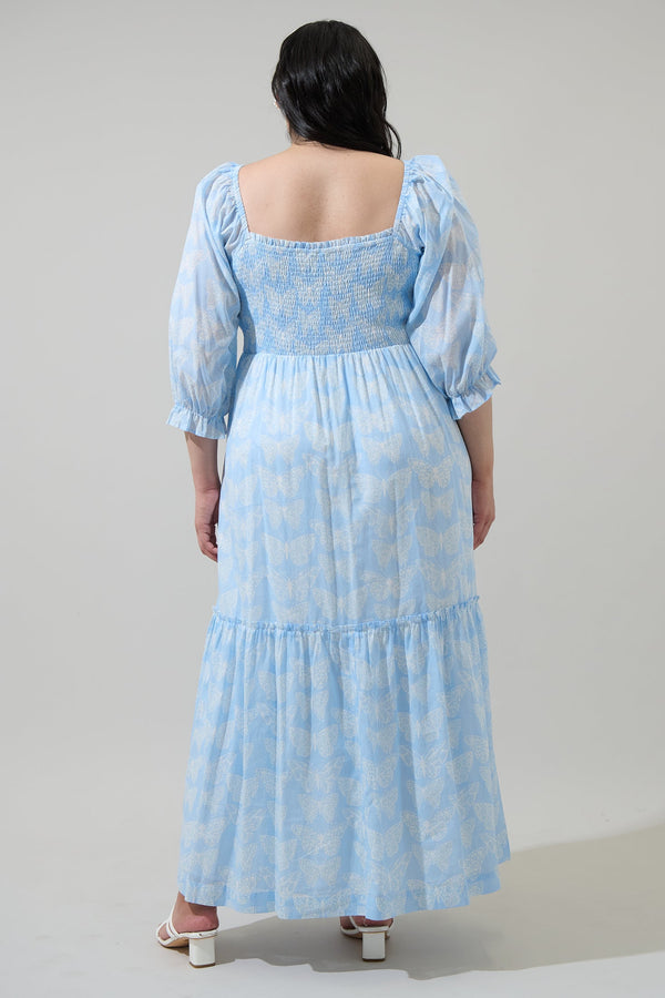 Sugarlips Aubry Butterfly Essy Smocked Maxi Dress Curve