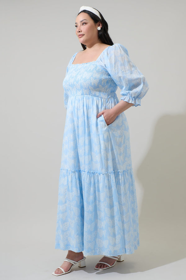 Sugarlips Aubry Butterfly Essy Smocked Maxi Dress Curve