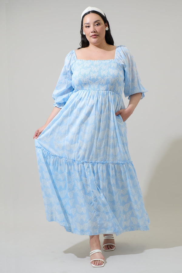 sugarlips Aubry Butterfly Essy Smocked Maxi Dress Curve