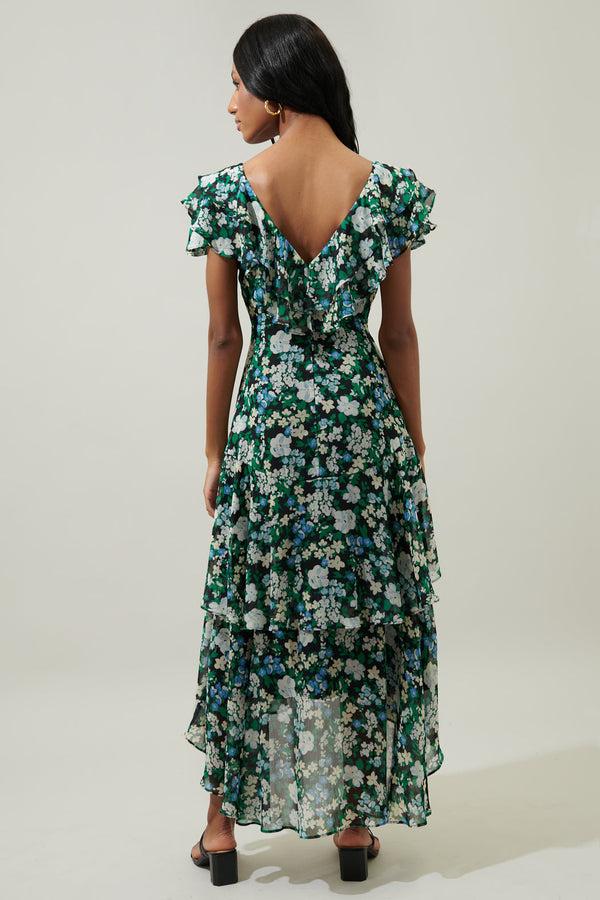 Sugarlips Aulani Floral Ruffle Tiered Sinclair Midi Dress