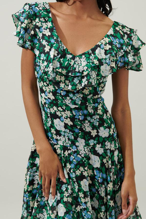 Sugarlips Aulani Floral Ruffle Tiered Sinclair Midi Dress