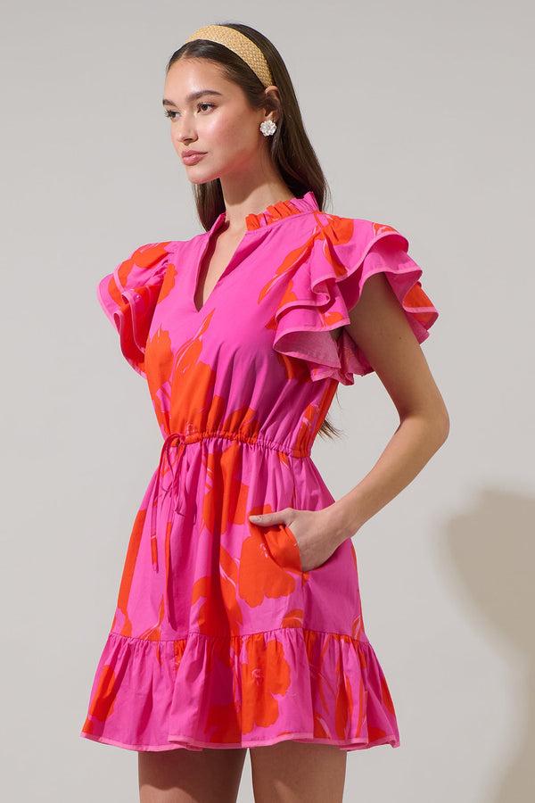 Sugarlips Aurea Floral Alina Ruffle Shift Mini Dress