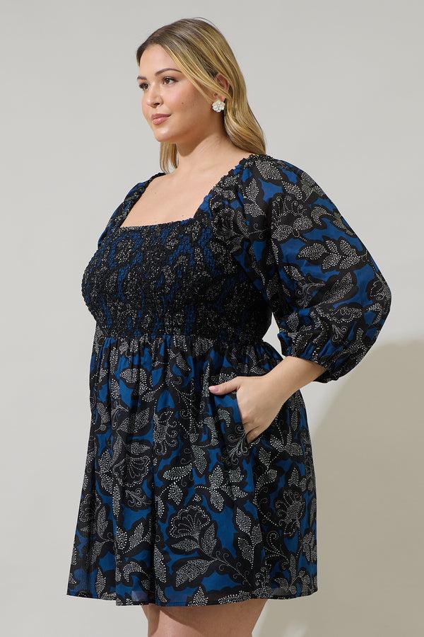 Sugarlips Aurina Floral Niko Smocked Mini Dress Curve