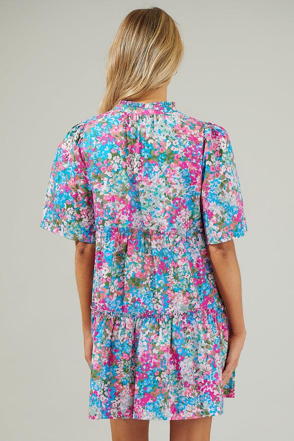 Sugarlips Avery Blossom Dixie Split Neck Shift Dress