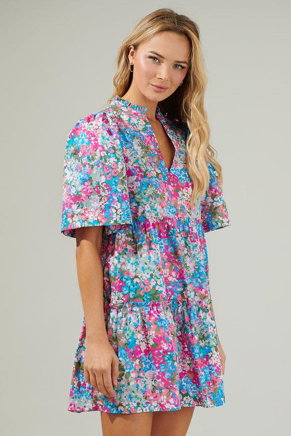Sugarlips Avery Blossom Dixie Split Neck Shift Dress